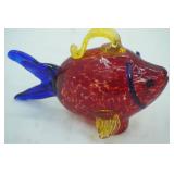 Hand-Blown Art Glass Fish Figurine. 7.5" long by 5.25" tall
