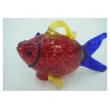 Hand-Blown Art Glass Fish Figurine. 7.5" long by 5.25" tall