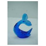 Pilgrim Art Glass hand-blown blue glass dolphin