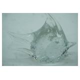 Vintage Hand-Blown Art Glass Fish Figurine with Controlled Bubbles.
