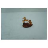 Vintage Hand-Blown Amber Glass Horse & Foal Figurine Set. 3.5" tall by 4"long