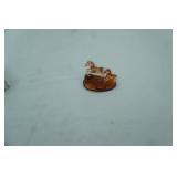 Vintage Hand-Blown Amber Glass Horse & Foal Figurine Set. 3.5" tall by 4"long