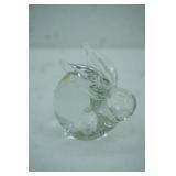 Vintage Clear Art Glass Bunny Rabbit Figurine 3.5" long by 3.25" tall