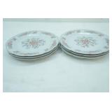 Fine China Salad Plates with Gold Trim and Rose Pattern