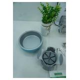 Pampered Chef Small Round Baking Pans NEW, Dairy Farm Enamel Tray NEW, Grill Basket NEW, Pampered Chef Mini Whip NEW and More