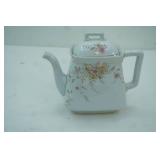 Vintage Royal Ironstone  teapot , hand painted floral design, 8" tall