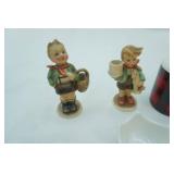 Vintage Crystal Salt & Pepper Shakers, Vintage Silver-Plated Sugar and Creamer Set w/open work metal holders and glass insert