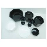 Vintage Arcoroc Octime Black & White Octagonal Glassware from France