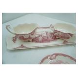 Johnsons Brothers Old Britain Castles Pink Transferware Earthenware Dinnerware Collection AND Royal Memory Lane Pink Transferware-Bowls and Teapot