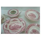 Johnsons Brothers Old Britain Castles Pink Transferware Earthenware Dinnerware Collection AND Royal Memory Lane Pink Transferware-Bowls and Teapot