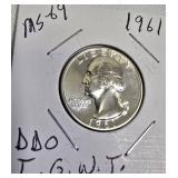 1961 George Washington Quarter - MS-69, DDO,  I.G.W.T
