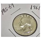 1961 George Washington Quarter - MS-69 grade.