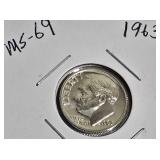 Lot of 4 Dimes: 1961 & 1963 with different grades and other defects. Please review below.