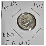 Lot of 5 Dimes: 1961, 1963 & 1964  with different grades and other defects. Please review below.