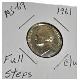 Lot of 5 Nickels: 1961, 1963  & 1964 with different grades and other defects. Please review below.