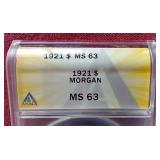 1921 Morgan Dollar - ANACS MS63