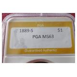 1889-S Morgan Dollar - PGA MS63 - Key Coin!