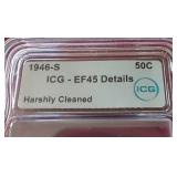 1946-S Walking Liberty Half Dollar - ICG EF45 (Cleaned)