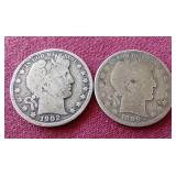 (2) Barber Half Dollars