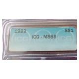 Nice 1922 Peace Dollar - ICG MS65