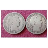 (2) Barber Half Dollars