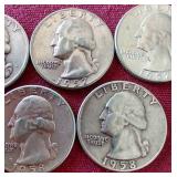 (5) Silver Washington Quarters