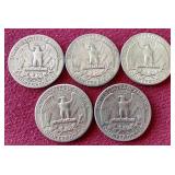 (5) Silver Washington Quarters