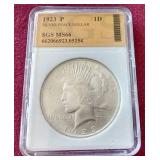 1923 Peace Dollar - SGS MS66