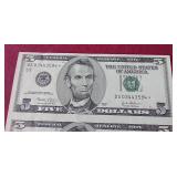 Uncut Strip of (4) 2003 $5 Star Notes - Very Cool!