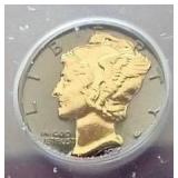 Black Ruthenium & Gold Plated Uncirculated Mercury Dime