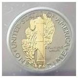 Black Ruthenium & Gold Plated Uncirculated Mercury Dime