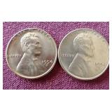 (2) Uncirculated Red 1954-S Wheat Pennies