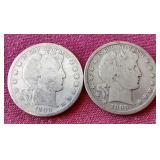 (2) Barber Half Dollars