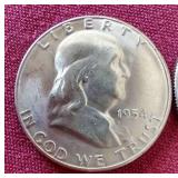 (2) Nice 1954 Franklin Half Dollars - S & D