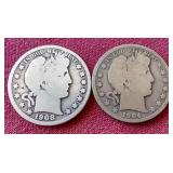 (2) Barber Half Dollars