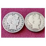 (2) Barber Half Dollars