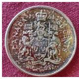 1961 Canada Silver 50 Cent Coin
