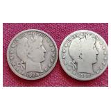 (2) Barber Half Dollars