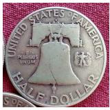 (3) Franklin Half Dollars - 1949-D-1951-D