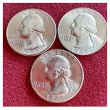 (3) Gorgeous Uncirculated 1947 Washington Quarters - P/D/S