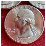 (3) Gorgeous Uncirculated 1947 Washington Quarters - P/D/S