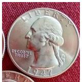 (3) Gorgeous Uncirculated 1947 Washington Quarters - P/D/S