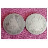 (2) Liberty Seated Dimes