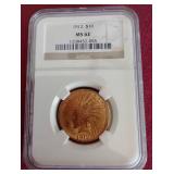 Awesome 1912 Indian Head $10 Gold Coin - NGC MS62