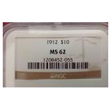 Awesome 1912 Indian Head $10 Gold Coin - NGC MS62