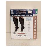 NEW COPPERFIT ELITE COMPRESSION SOCKS LARGE 2PK.