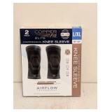 NEW COPPERFIT ELITE COMPRESSION KNEE SLEEVE L/X-LARGE 2PK.