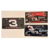 NASCAR Dale Earnhardt Set of 3 Metal License Plates