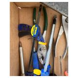 Box of Misc Hand Tools, Pliers, Chisels, Screwdrivers, Pry Bar