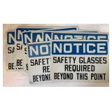 Metal Signs - Notice Safety Glasses Required Beyond This Point